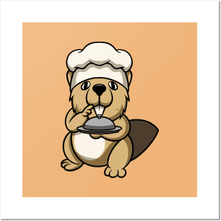 Cute otter cooking Posters and Art